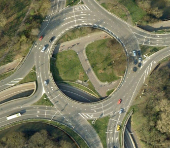 Stevenage's grade-seperated roundabouts - with cycleways beneath - look a lot like similar roundabouts in the Netherlands. This is De Berenkuil, in Utrecht.