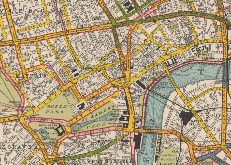 Bartholomew's Road Surface Map of London, 1922